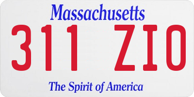 MA license plate 311ZI0