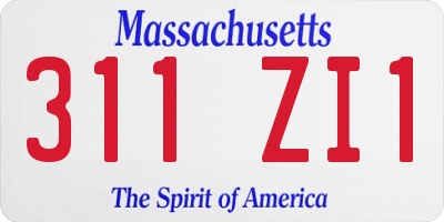 MA license plate 311ZI1