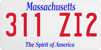 MA license plate 311ZI2