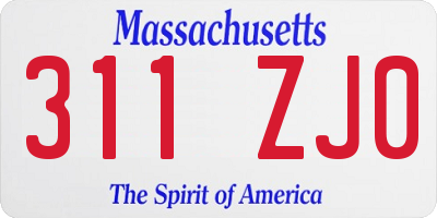 MA license plate 311ZJ0