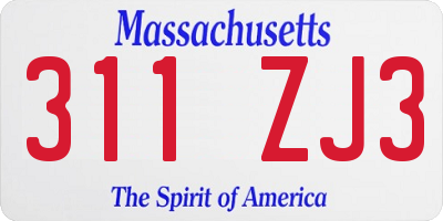 MA license plate 311ZJ3