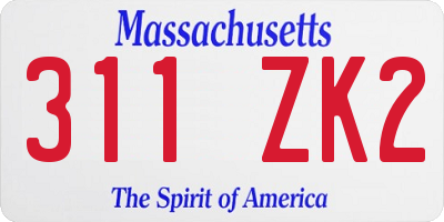 MA license plate 311ZK2