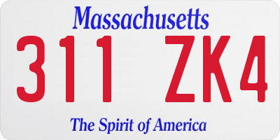 MA license plate 311ZK4