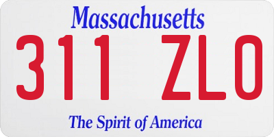 MA license plate 311ZL0