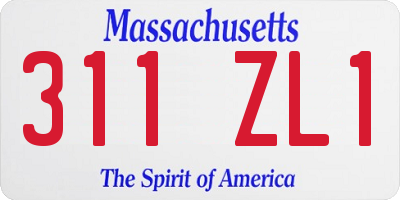 MA license plate 311ZL1