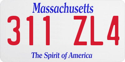 MA license plate 311ZL4