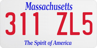 MA license plate 311ZL5