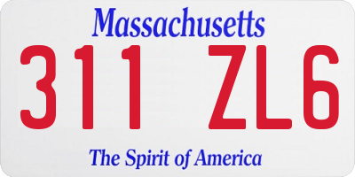 MA license plate 311ZL6