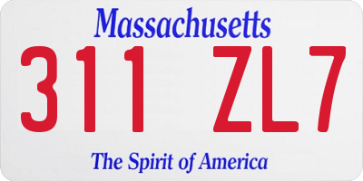 MA license plate 311ZL7