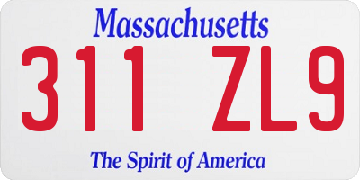 MA license plate 311ZL9