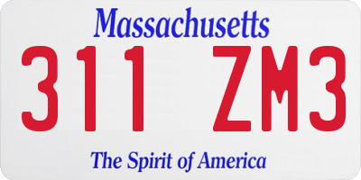 MA license plate 311ZM3