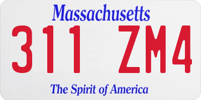 MA license plate 311ZM4