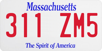 MA license plate 311ZM5