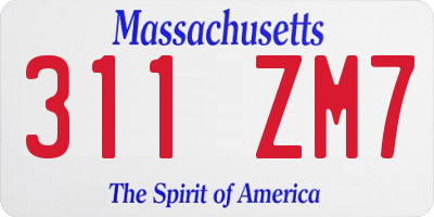 MA license plate 311ZM7
