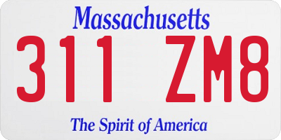 MA license plate 311ZM8