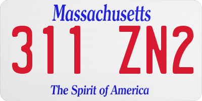 MA license plate 311ZN2