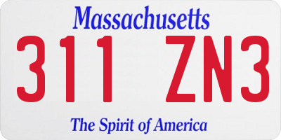 MA license plate 311ZN3