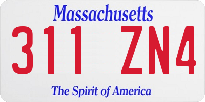 MA license plate 311ZN4