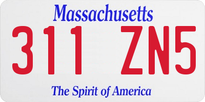 MA license plate 311ZN5