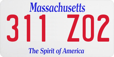 MA license plate 311ZO2