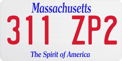 MA license plate 311ZP2