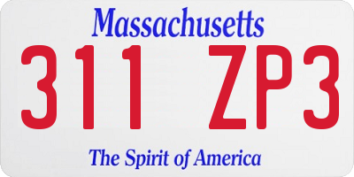 MA license plate 311ZP3
