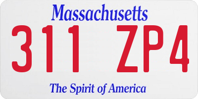 MA license plate 311ZP4