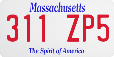 MA license plate 311ZP5