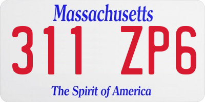 MA license plate 311ZP6