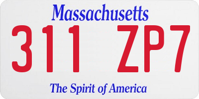 MA license plate 311ZP7