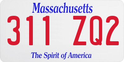 MA license plate 311ZQ2