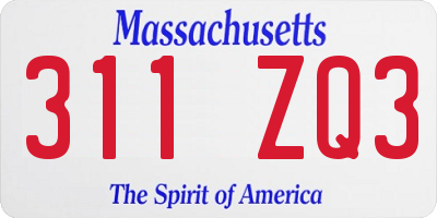 MA license plate 311ZQ3