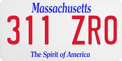 MA license plate 311ZR0