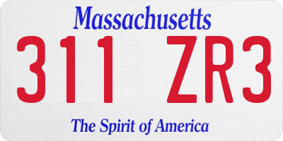 MA license plate 311ZR3
