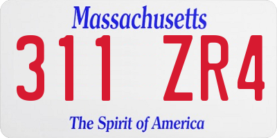 MA license plate 311ZR4