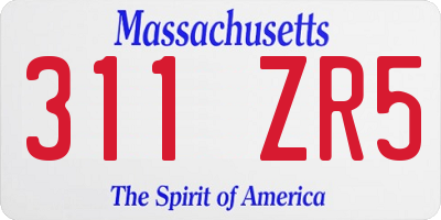 MA license plate 311ZR5