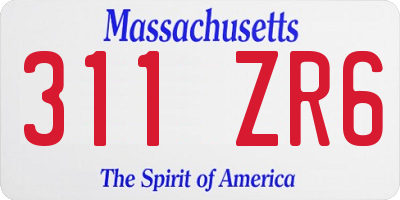 MA license plate 311ZR6