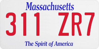 MA license plate 311ZR7