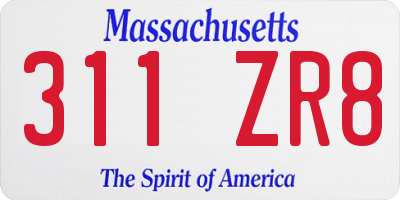 MA license plate 311ZR8