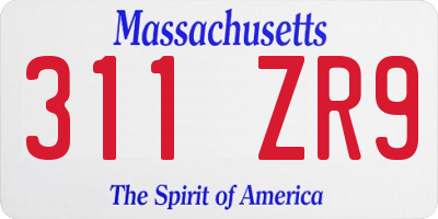 MA license plate 311ZR9