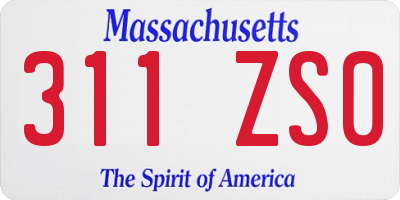 MA license plate 311ZS0