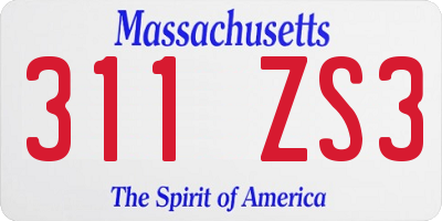 MA license plate 311ZS3