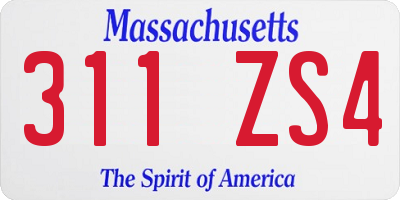 MA license plate 311ZS4