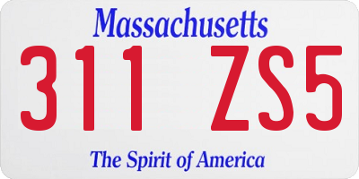 MA license plate 311ZS5