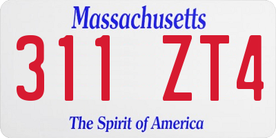 MA license plate 311ZT4