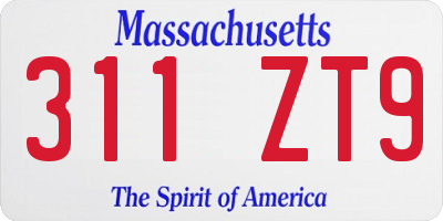 MA license plate 311ZT9