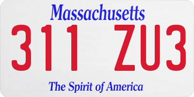 MA license plate 311ZU3