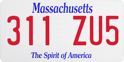 MA license plate 311ZU5