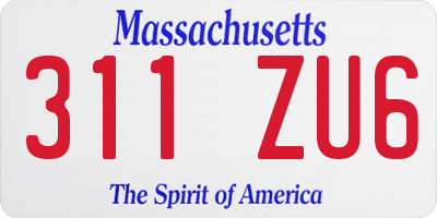 MA license plate 311ZU6