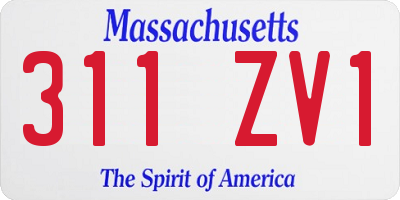 MA license plate 311ZV1
